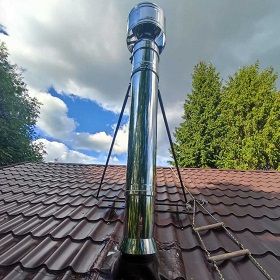 Подключение дымохода Вулкан 120/220 мм (верхнее подключение, выход через крышу) материалы + установка фото
