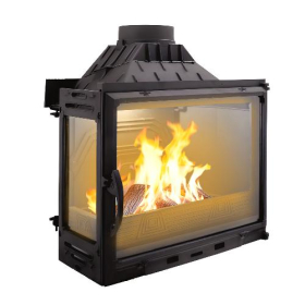 Каминная топка Diffusion В7.2 2V, с двойным дожигом, с шибером, с дополнительным боковым стеклом слева фото