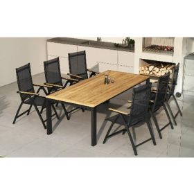 Обеденный комплект Brafritid Lyon-Andy 220A+6R антрацит/натуральный, алюминий/тик фото