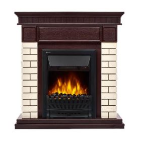 Портал Firelight Bricks Classic камень бежевый, шпон темный дуб фото
