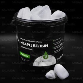 Камни для сауны Saunaru Кварц шлифованный Premium, фракция до 100 мм, ведро 15 кг фото