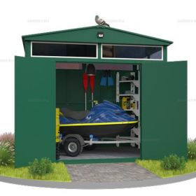 Хозблок с двускатной крышей Премиум Skoggy Max RAL 6005 фото