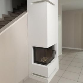 Угловой камин с топкой Астов П2С 700 в кирпичный дом (премиум) фото