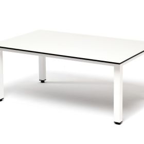 "Канны" журнальный столик из HPL 90х60, H40, каркас белый, цвет столешницы "молочный" фото