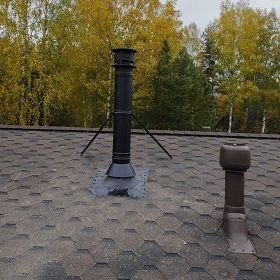 Подключение дымохода Schiedel Permeter 150 мм (верхнее подключение, выход через крышу) материалы + установка фото