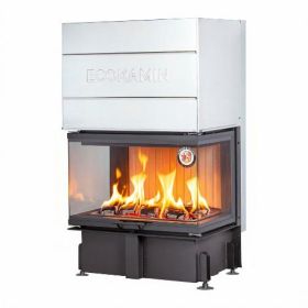 Каминная топка ЭкоКамин Дельта 800 V три стекла принтинг вертикальная ламель фото